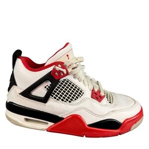 Nike Air Jordan 4 Retro Fire Red White Black Sneakers DC7770 Women 5.5